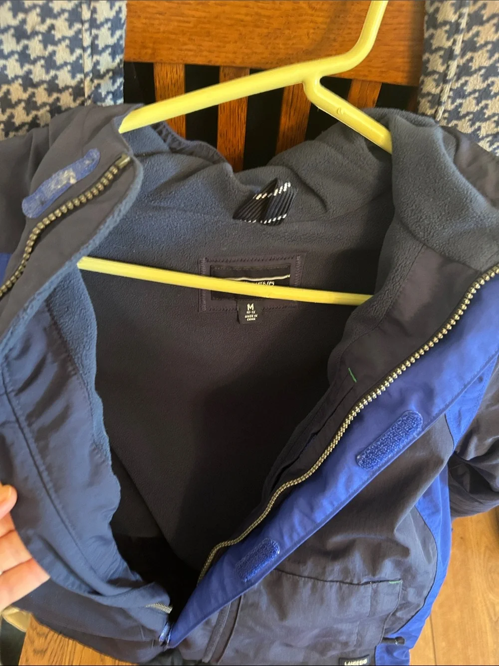Boys medium Lands End lined coat-  Navy and blue  Hooded coat
